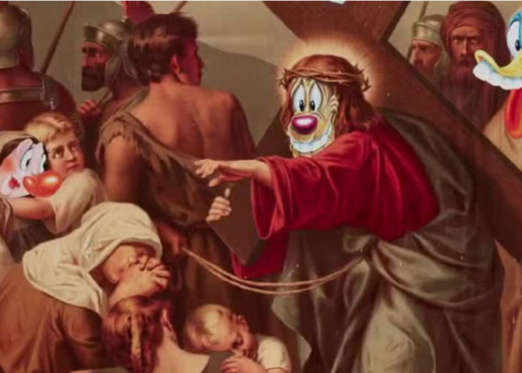 pintura-de-jesus-com-rosto-de-looney-tunes-e-removida-de-exposicao-na-australia